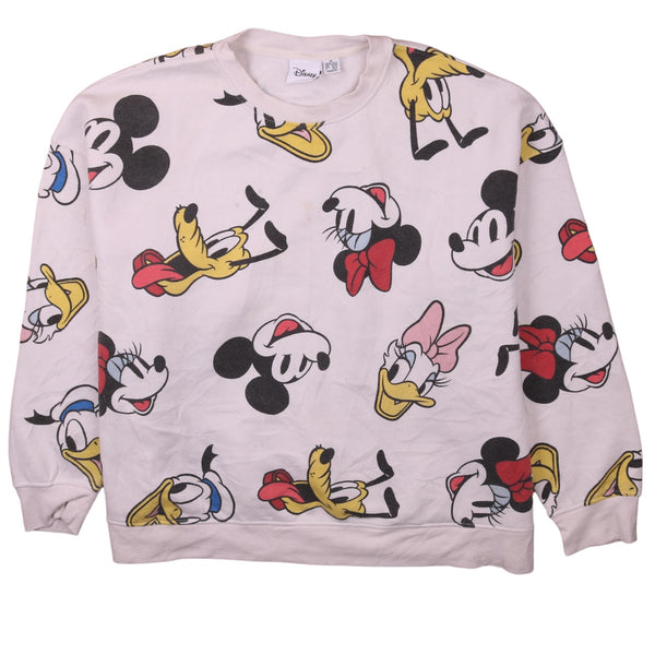 Vintage Disney 90's Mickey & Minnie Mouse Crew Neck Sweatshirt XL White