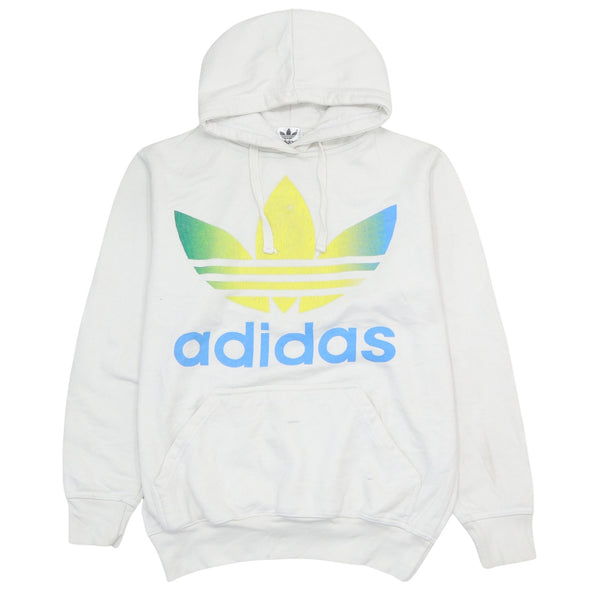 Adidas 90's Vintage White Spellout Pullover Hoodie Men's Small Cotton