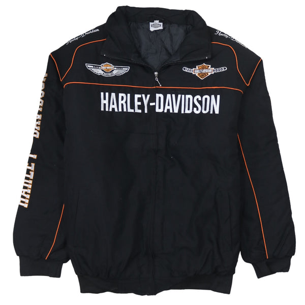 Harley Davidson 90's Spellout Full Zip Up Nascar Jacket XLarge Black