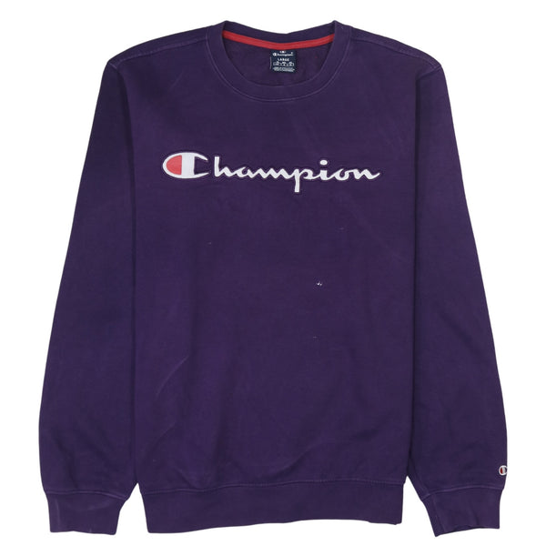 Champion 90's Spellout Crew Neck Sweatshirt Large Purple