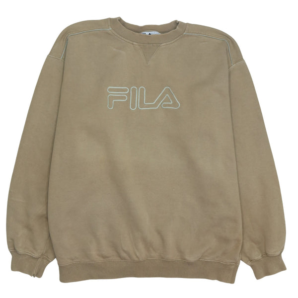 Vintage Fila 90's Large Brown Spellout Crew Neck Sweatshirt