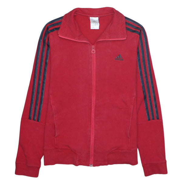 Adidas 90's Striped Sleeve Full Zip Up Sweatshirt Medium Red