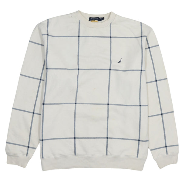 Nautica 90's Lightweight Crew Neck Sweatshirt Medium White