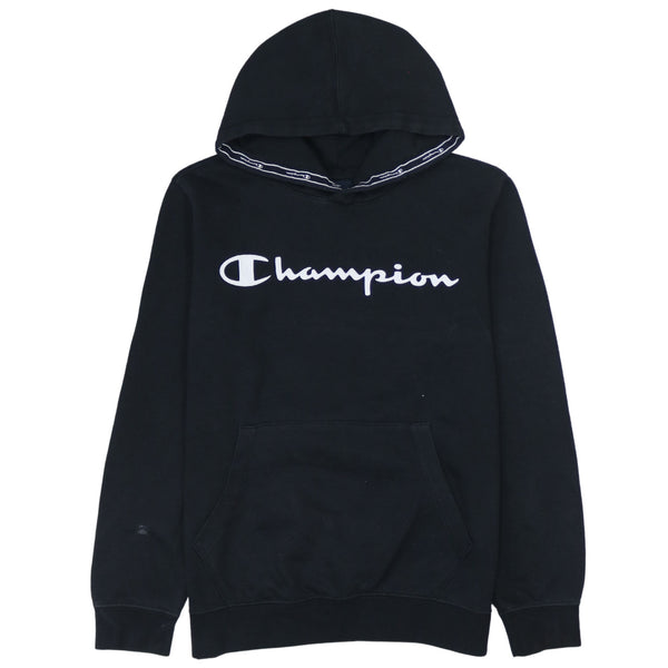 Champion 90's Black Spellout Pullover Hoodie Women's XLarge Vintage
