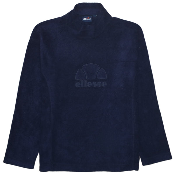 Ellesse 90's Hiking Warm Spellout Fleece Jumper Small Navy Blue