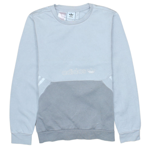 Adidas 90's Vintage Medium Grey Cotton Lightweight Crewneck Sweatshirt