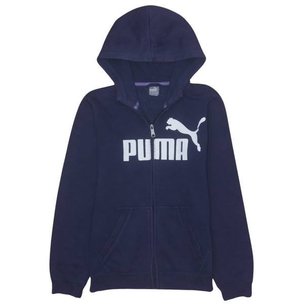 Puma 90's Purple Spellout Women's XL Full Zip Hoodie Vintage