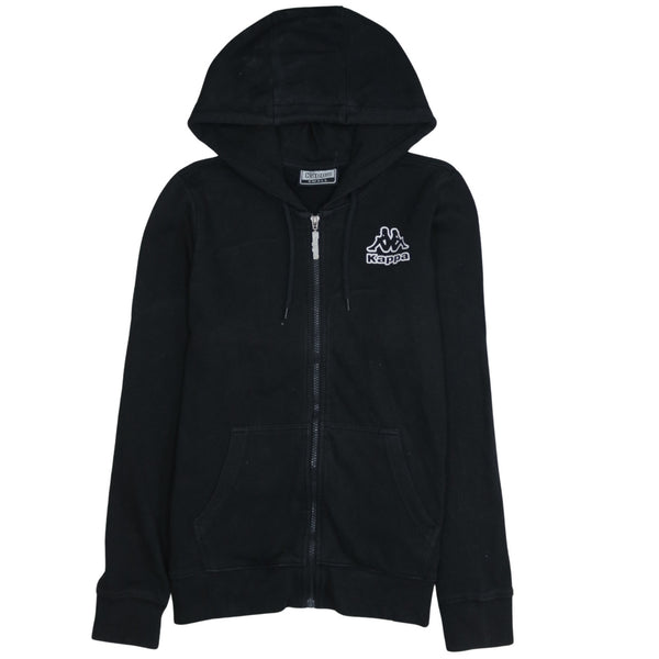 Vintage Kappa 90's Black Drawstring Full Zip Hoodie Small