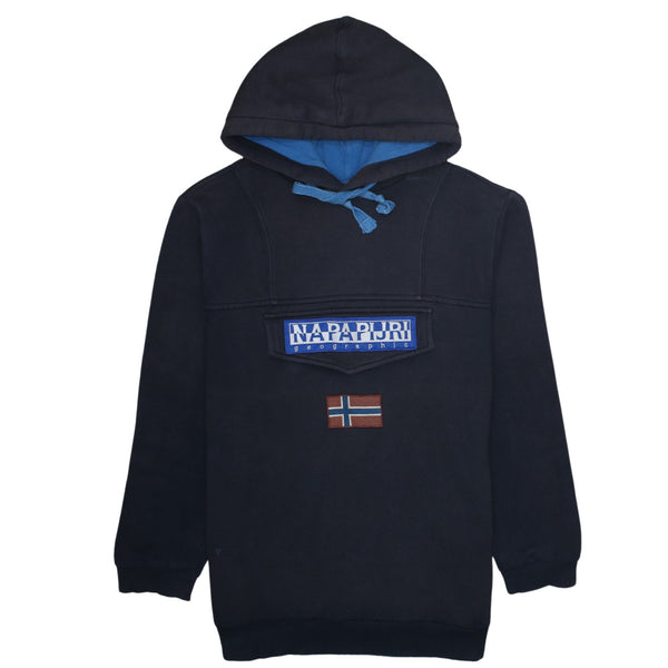 Napapijri 90's Spellout Pullover Hoodie XLarge Navy Blue