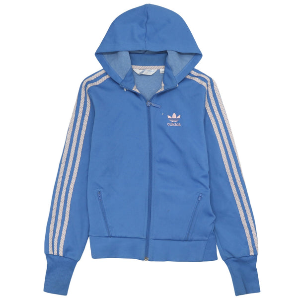 Adidas 90's Vintage Blue Full Zip Short Sleeve Hoodie - Men's Medium