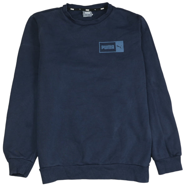 Puma 90's Heavyweight Crew Neck Sweatshirt Small Navy Blue Vintage