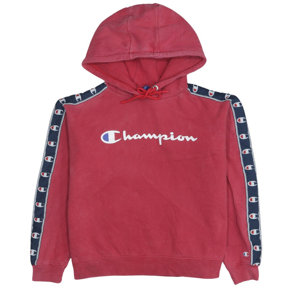 Vintage 90's Champion Spellout Red Hoodie, Small, Retro Pullover