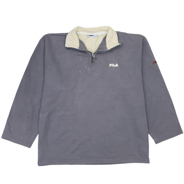 Vintage 90's Fila Grey Men's Large Lightweight Quarter Zip Sweatshirt