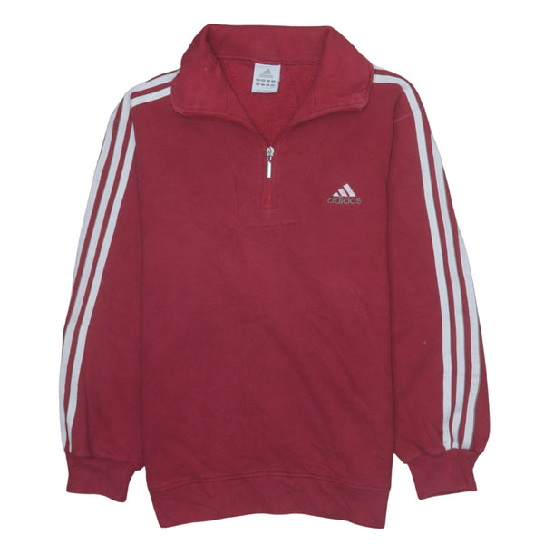 Adidas Vintage 90's Red Striped Sleeve Quarter Zip Sweatshirt XSmall