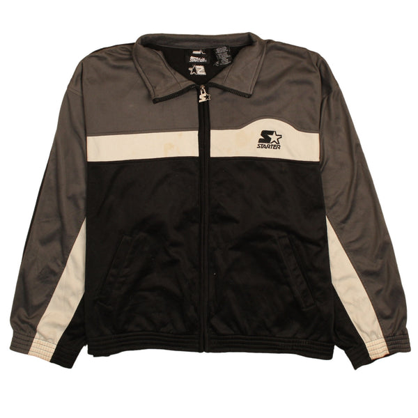 Vintage 90's Starter Track Jacket, Lightweight Black Retro Zip Sweatshirt L