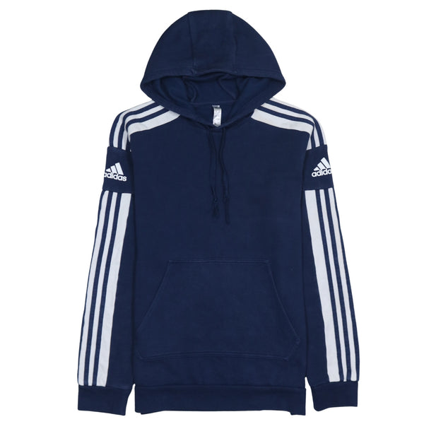 Adidas 90's Striped Sleeve Pullover Hoodie Medium Navy Blue