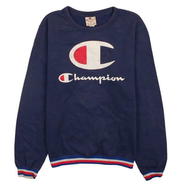 Champion Navy Blue 90's Vintage Spellout Crew Neck Sweatshirt XL