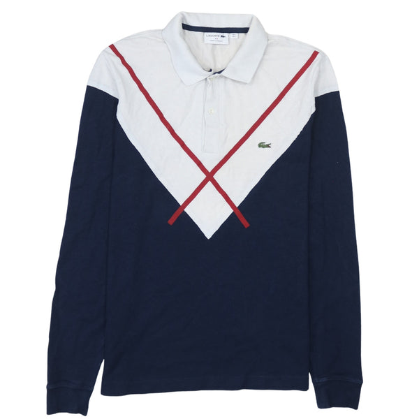 Lacoste 90's Long Sleeve Quarter Button Sweatshirt Large Navy Blue
