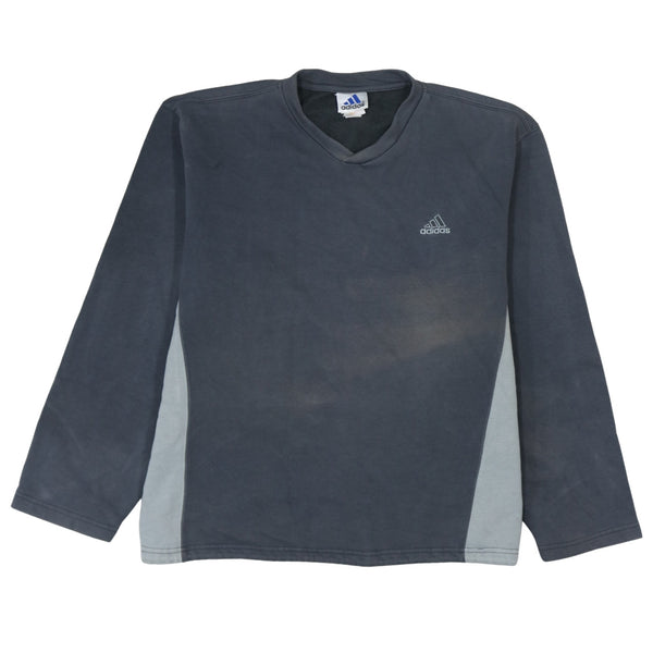 Adidas 90's Lightweight V Neck Sweatshirt Large Blue