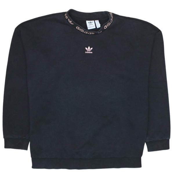 Adidas Vintage Black Crew Neck Sweatshirt Women Large 90s Style