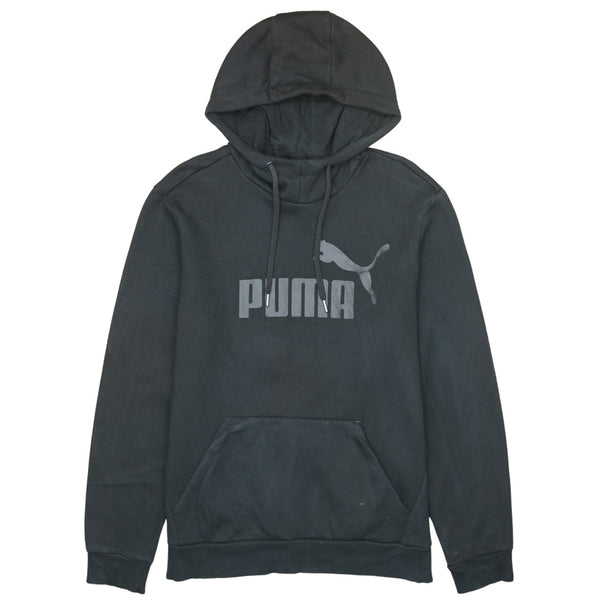 Vintage 90's Puma Spellout Black Hoodie Medium