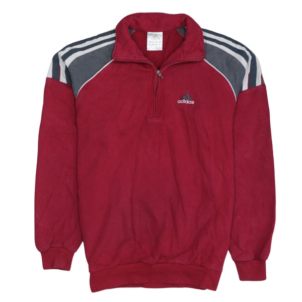 Adidas 90's Lightweight Quarter Zip Sweatshirt Small  Red