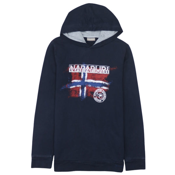 Napapijri 90's Spellout Pullover Hoodie XSmall  Navy Blue