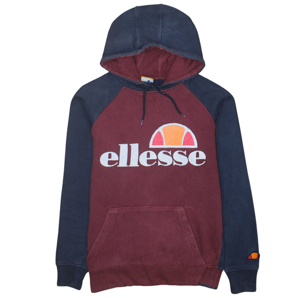 Ellesse 90's Spellout Pullover Hoodie Small Burgundy Red