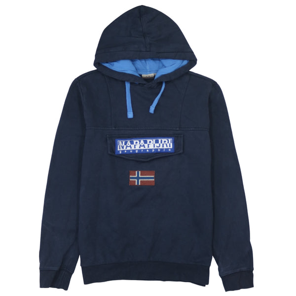 Napapijri Vintage 90's Large Navy Blue Spellout Hoodie