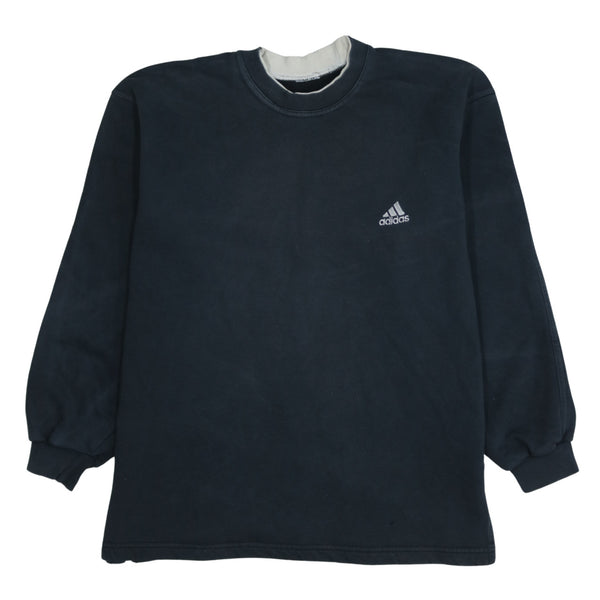 Adidas Vintage 90's Black Crew Neck Lightweight Sweatshirt Medium
