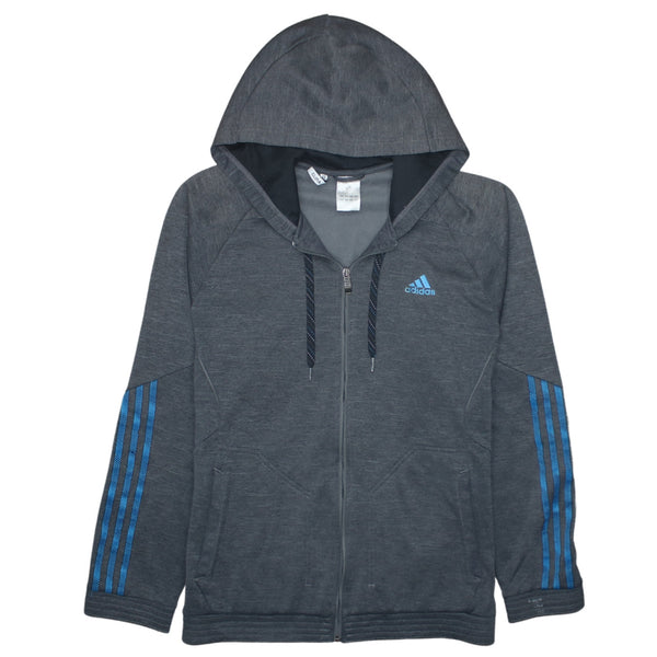 Adidas 90's Striped Sleeve Full Zip Up Hoodie Medium Grey