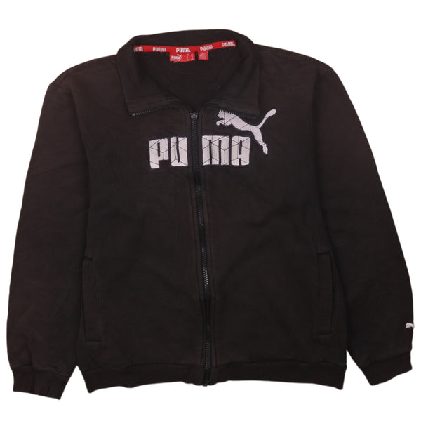 Puma 90's Women's Large Spellout Zip Sweatshirt Black Retro Style