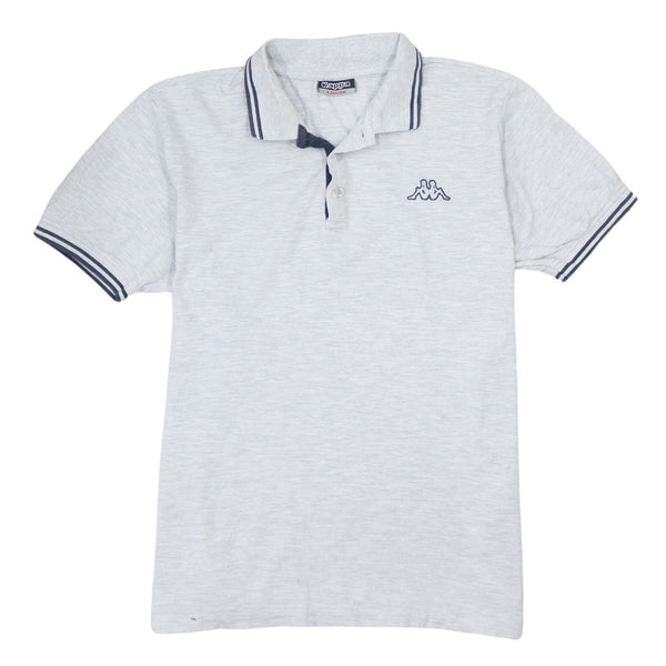 Vintage Kappa 90's Men's Polo Shirt Large Grey Quarter Button