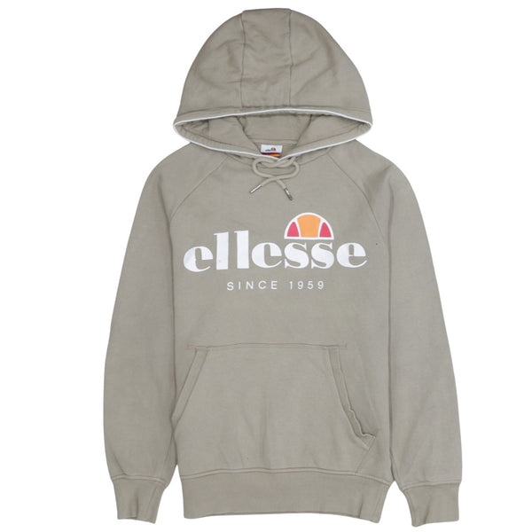 Ellesse 90's Spellout Pullover Hoodie Small Khaki Green