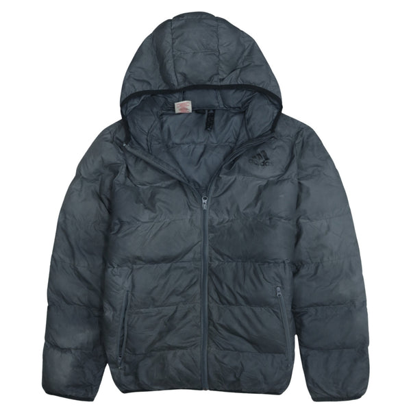 Adidas Vintage 90s Women's Large Black Puffer Jacket Full Zip Up