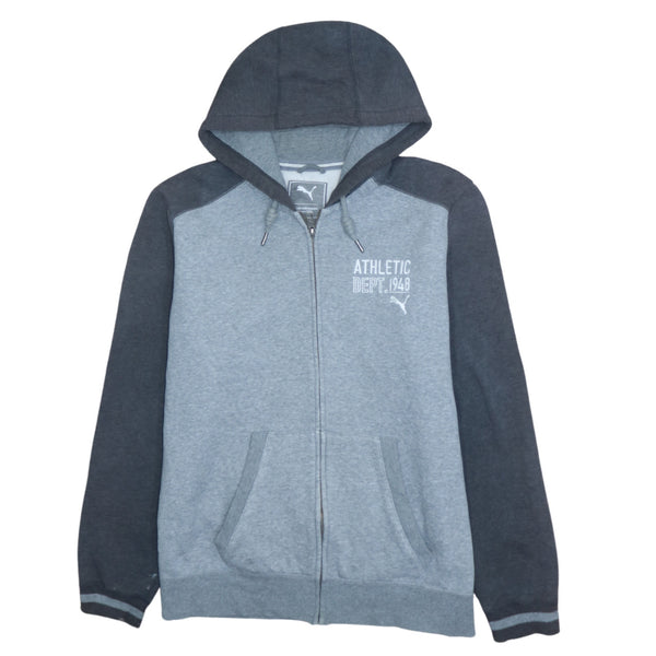 Puma 90's Grey Full Zip Up Hoodie XLarge with Drawstring Pockets