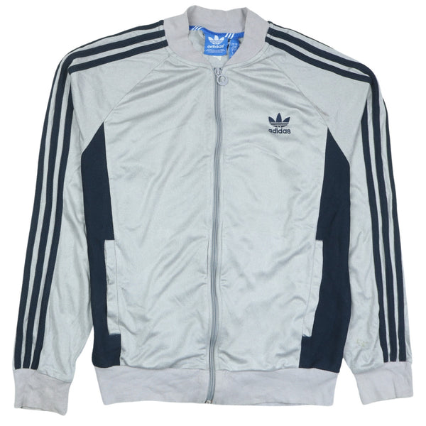 Adidas 90's Striped Sleeve Full Zip Up Sweatshirt Large Grey