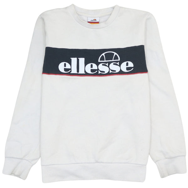 Ellesse Vintage 90's Spellout Crew Neck Sweatshirt White Medium