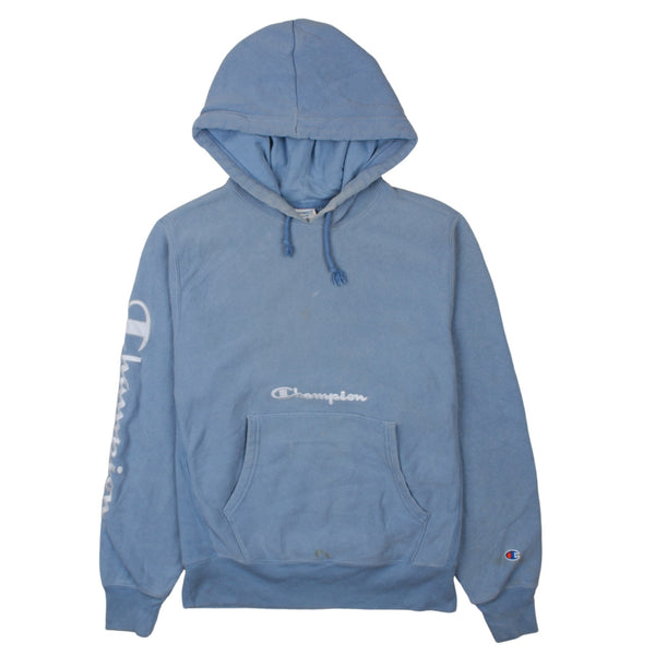 Vintage Champion 90's Men's Medium Pullover Hoodie Blue Drawstring