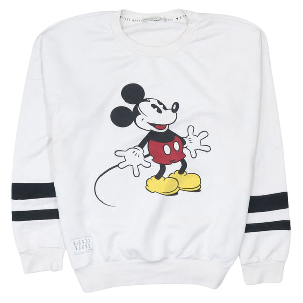 Disney 90's Mickey Mouse Crew Neck Sweatshirt Medium White