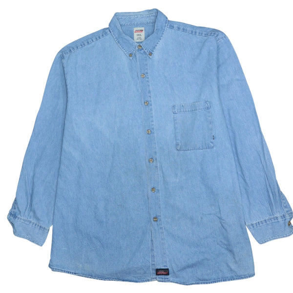 Dickies Men's XXXLarge Blue Long Sleeve Button Up Vintage Shirt