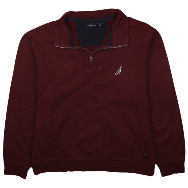 Nautica 90's Vintage Red Heavyweight Quarter Zip XLarge Sweatshirt