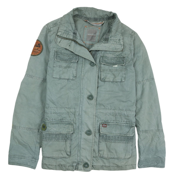 Napapijri 90's Lightweight Full Zip Up Denim Jacket Small  Khaki Green