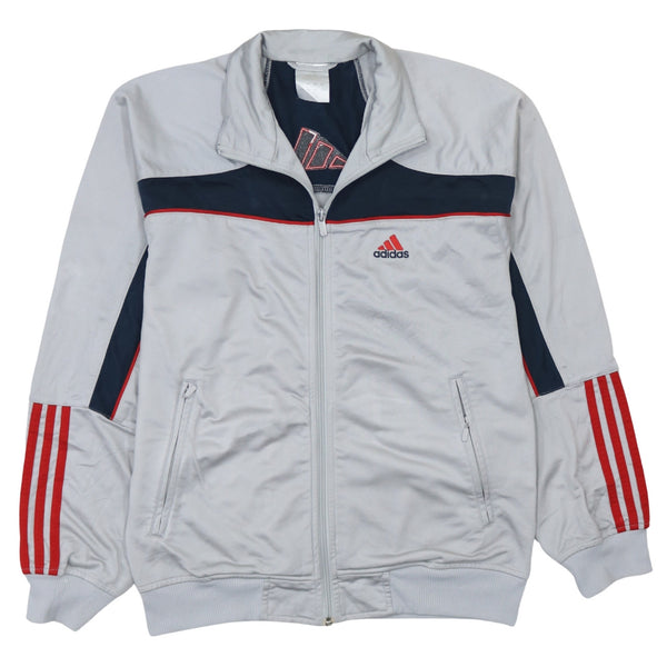 Adidas Vintage 90's Grey Striped Sleeve Small Zip Sweatshirt Men