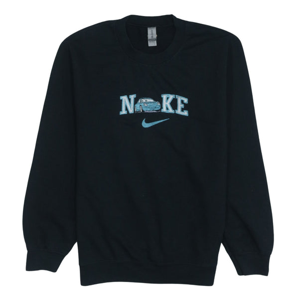 Nike 90's Black Crew Neck Sweatshirt Small with Center Swoosh
