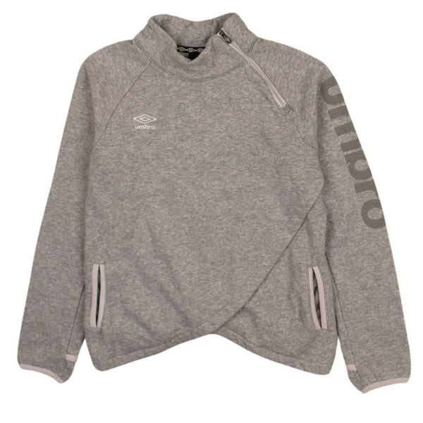 Vintage Umbro 90's Grey Quarter Zip Sweatshirt Large