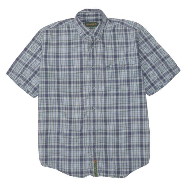 Timberland 90's Short Sleeves Button Up T Shirt Medium Grey