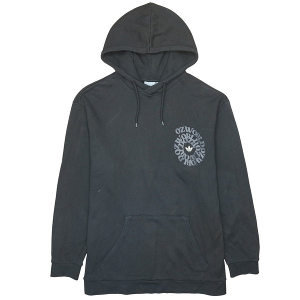 Adidas 90's Drawstring Pockets Pullover Hoodie XLarge Black