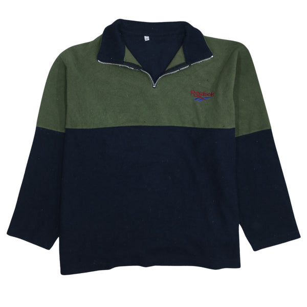 Reebok 90's Hiking Warm Quarter Zip Fleece Jumper XLarge Green