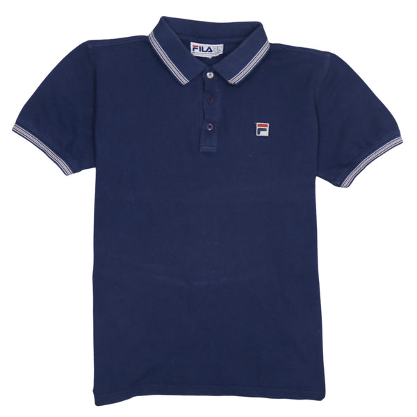Fila 90's Short Sleeves Quarter Button Polo Shirt XSmall Navy Blue
